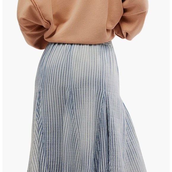 NWOT Free People cotton linen blend elastic waist flare skirt - Picture 5 of 7
